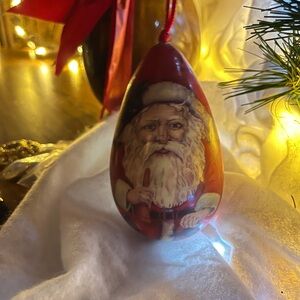 Old World Decoupage Santa Claus Vintage Holiday Ornament